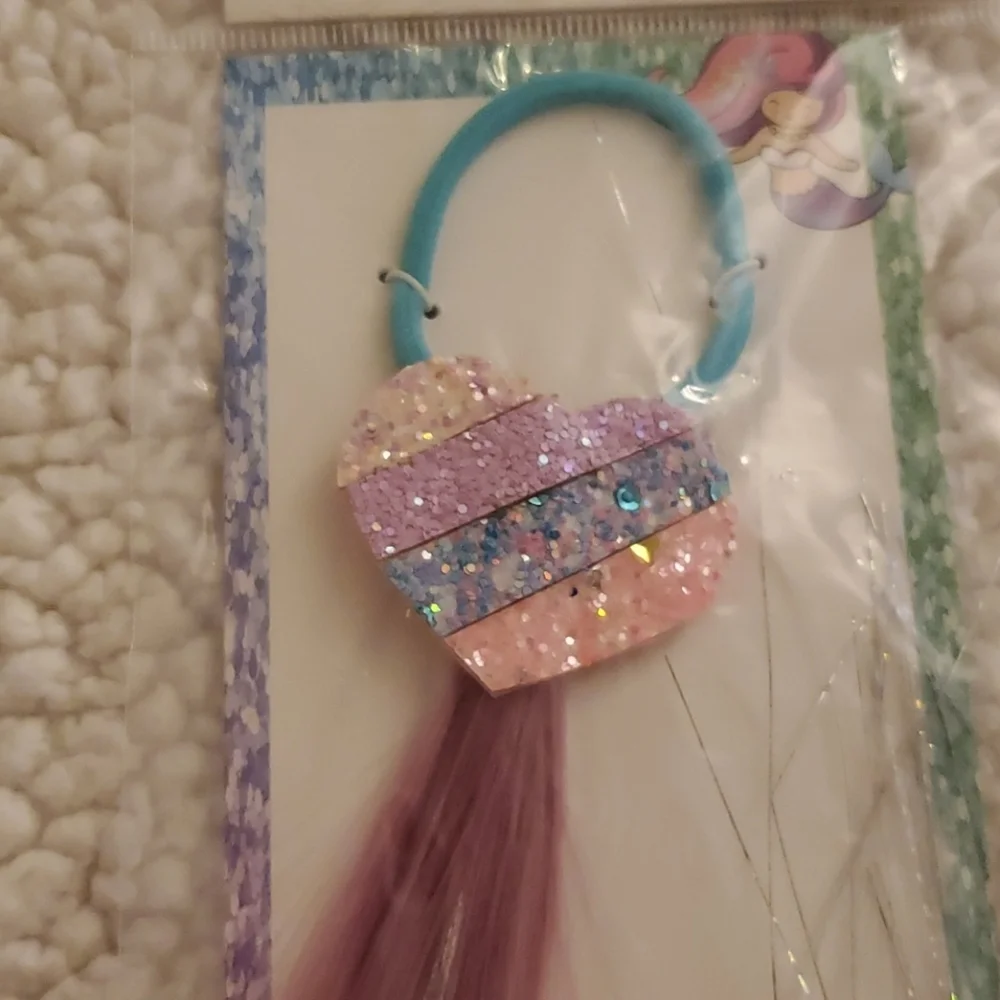 Wonder Nation Girls Faux Hair Extension Ponytail Hair Tie Set 2 Pack NWT